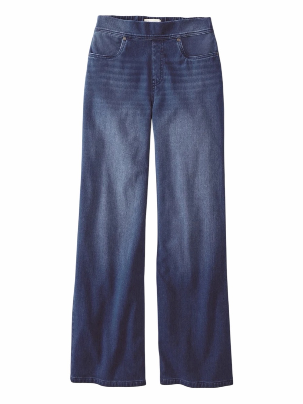 NWT Coldwater Creek 95% Cotton High-Rise Pull-On Med. Wash Wide Leg Denim Jeans